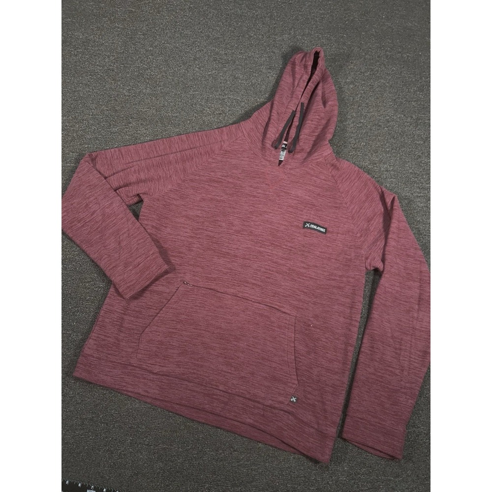 Coalatree Hoodie Mens Large Red Evolution Fleece Pullover Kangaroo Pocket Logo
